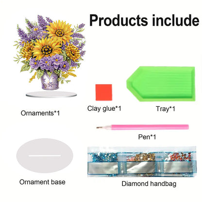 Flower Bouquet Table Top Diamond Painting Ornament Kits Home Decor (Sunflower)