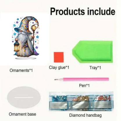 Gnome Table Top Diamond Painting Ornament Kits for Home Decor (Wizard Gnome)