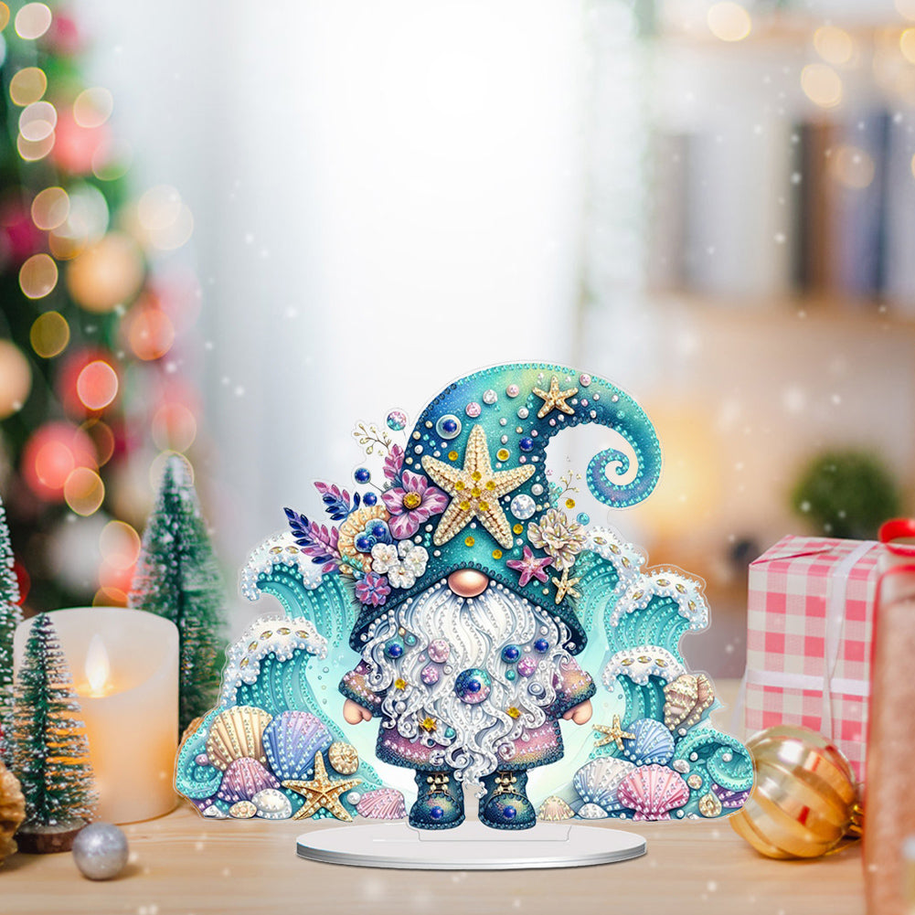 Gnome Table Top Diamond Painting Ornament Kits for Home Decor (Starfish Gnome)