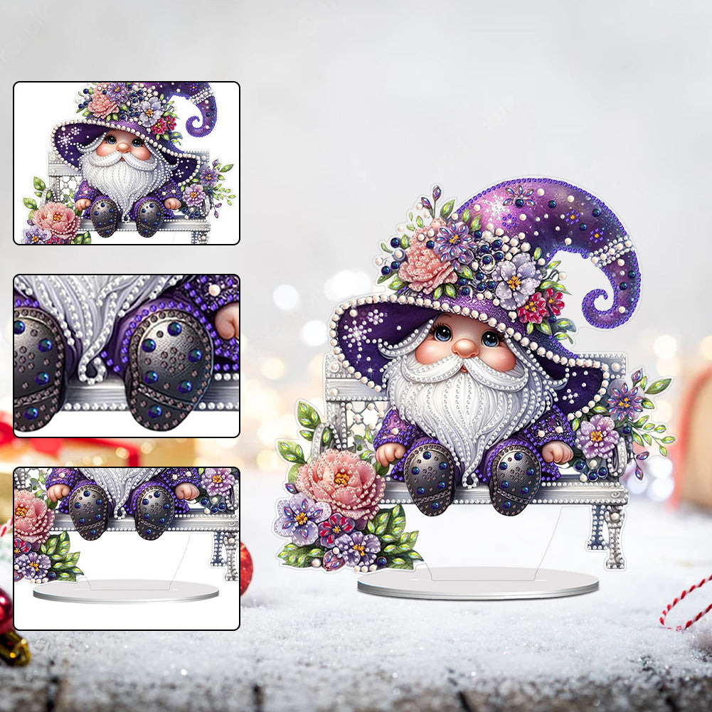 Gnome Table Top Diamond Painting Ornament Kits for Home Decor (Flower Gnome)