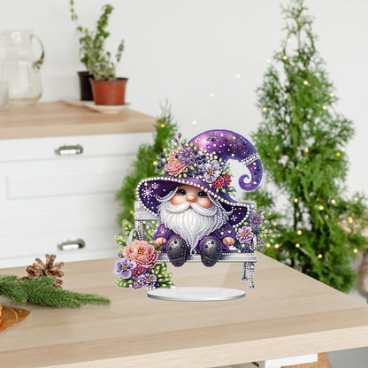 Gnome Table Top Diamond Painting Ornament Kits for Home Decor (Flower Gnome)