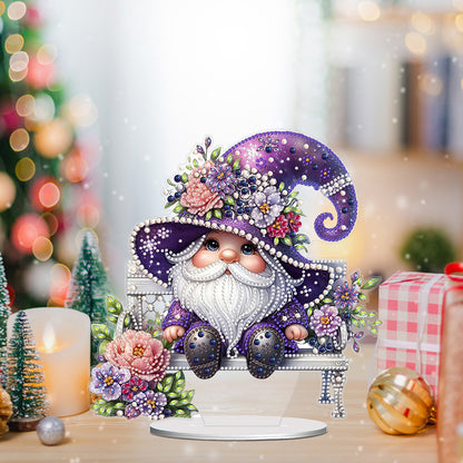 Gnome Table Top Diamond Painting Ornament Kits for Home Decor (Flower Gnome)