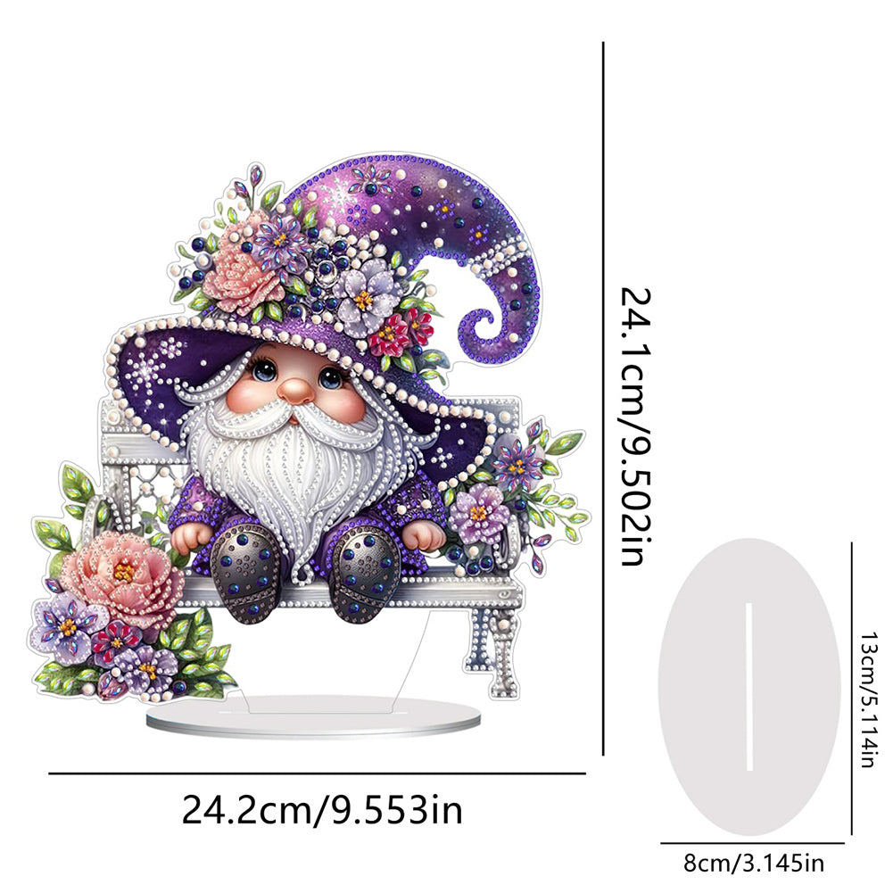 Gnome Table Top Diamond Painting Ornament Kits for Home Decor (Flower Gnome)