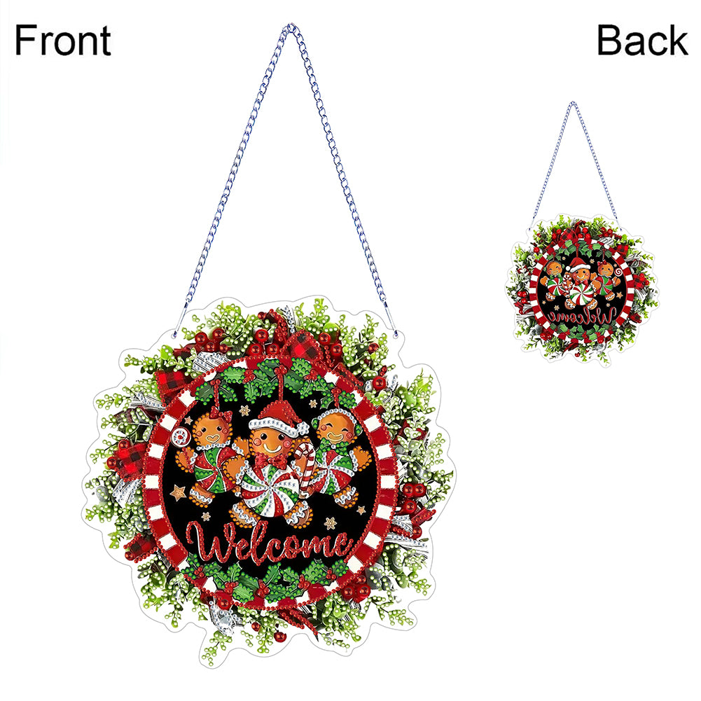 Gingerbread Man Diamond Painting Hanging Ornaments for Garden Window Decor