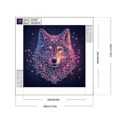 Starlight Animal Wolf - Partial Special-Shaped Drill Diamond Painting 30*30CM