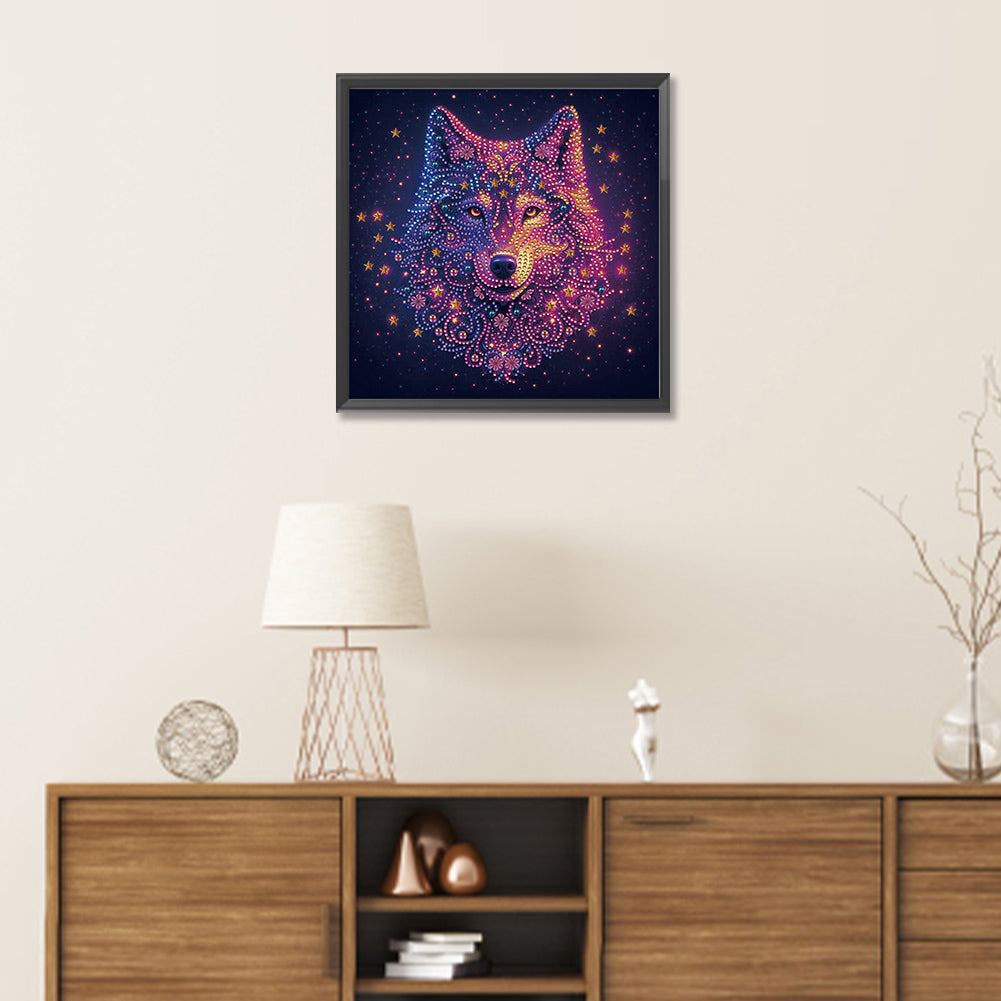 Starlight Animal Wolf - Partial Special-Shaped Drill Diamond Painting 30*30CM