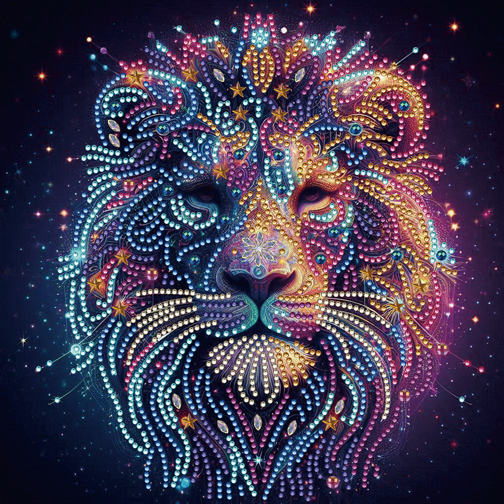 Starlight Animal Lion - Partial Special-Shaped Drill Diamond Painting 30*30CM