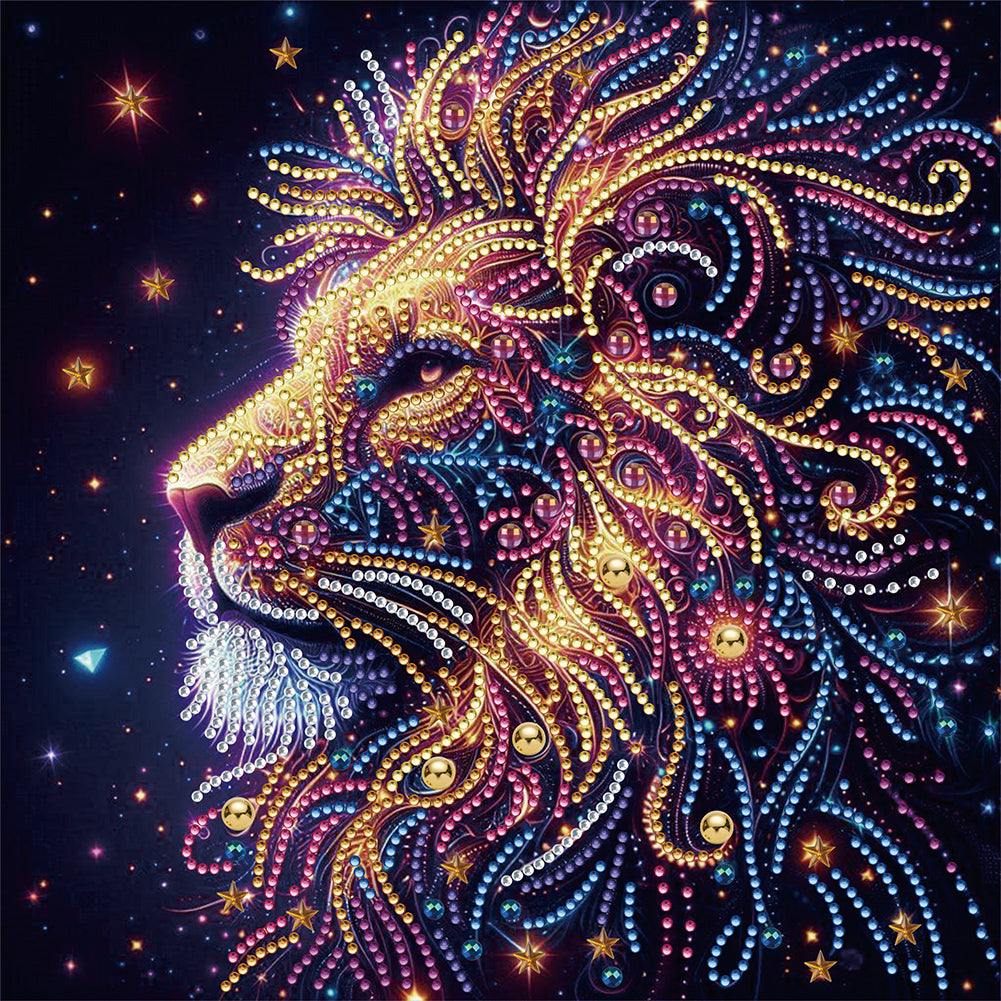 Starlight Animal Lion - Partial Special-Shaped Drill Diamond Painting 30*30CM