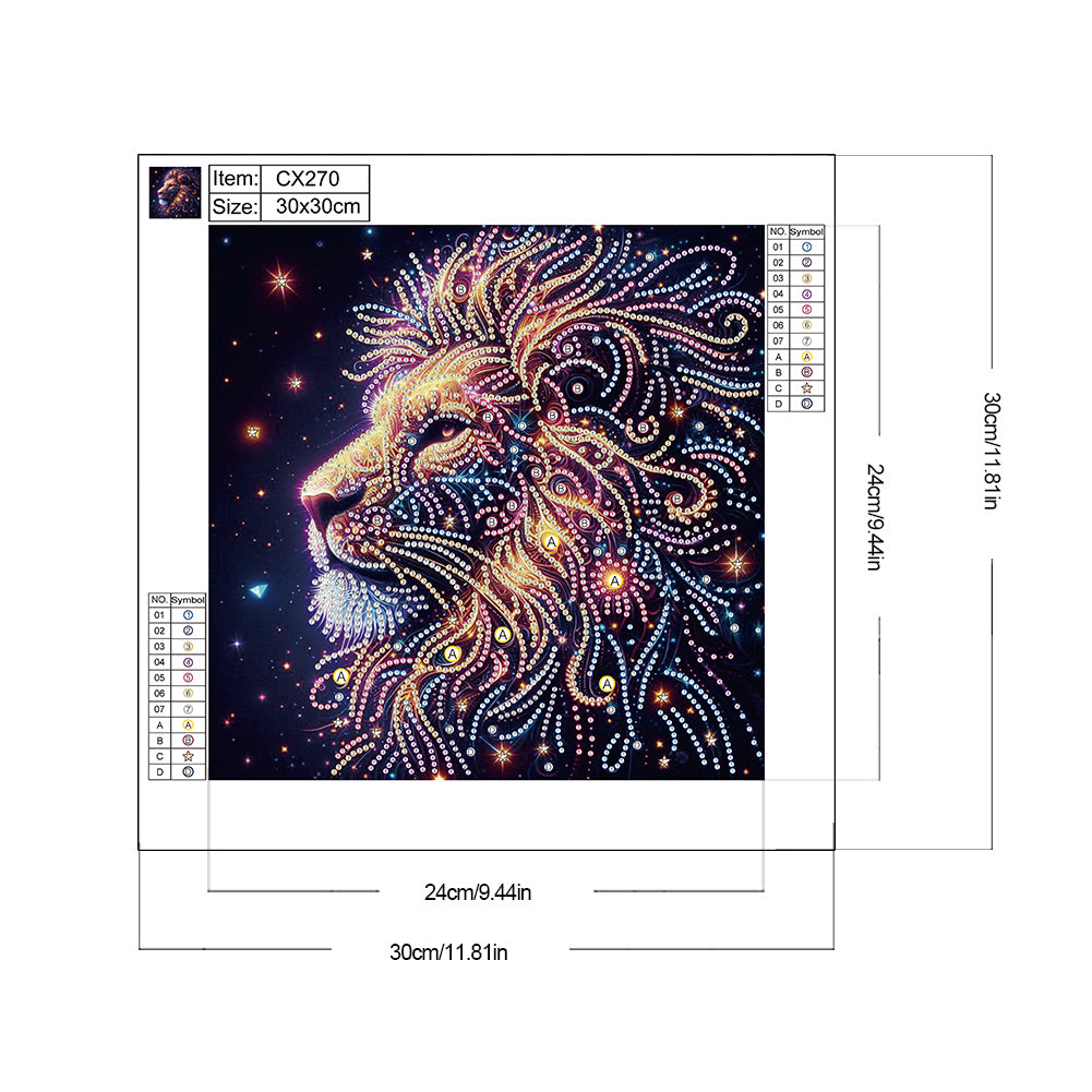 Starlight Animal Lion - Partial Special-Shaped Drill Diamond Painting 30*30CM