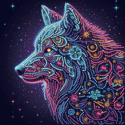 Starlight Animal Wolf - Partial Special-Shaped Drill Diamond Painting 30*30CM