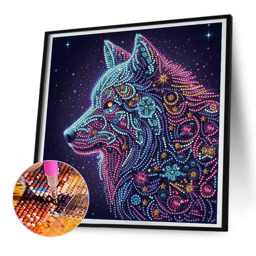 Starlight Animal Wolf - Partial Special-Shaped Drill Diamond Painting 30*30CM