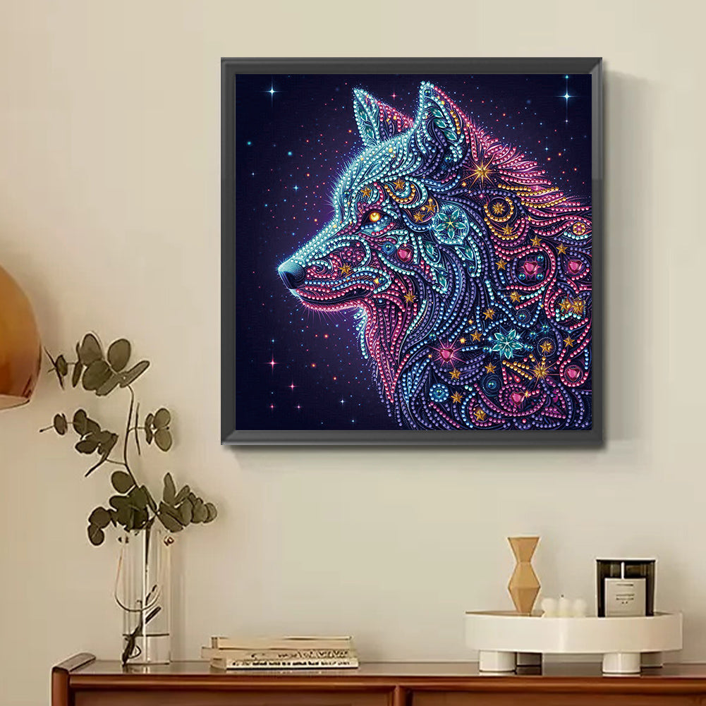 Starlight Animal Wolf - Partial Special-Shaped Drill Diamond Painting 30*30CM