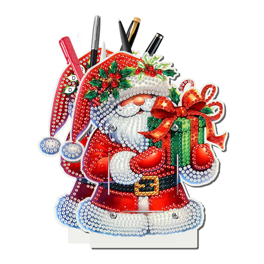 Acrylic Special Shape Double Side Santa Claus Diamond Painting Pencil Holder