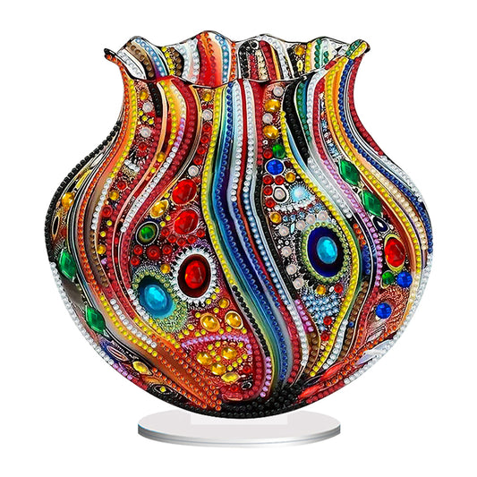 Acrylic Special Shape Colorful Flower Diamond Painting Vase for Home Decor (C)