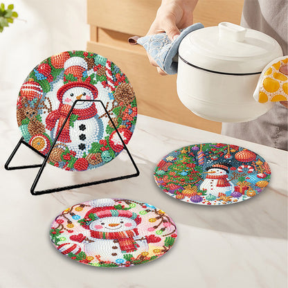 Acrylic Christmas Snowman Diamond Painting Placemats DIY Diamond Dot Kits