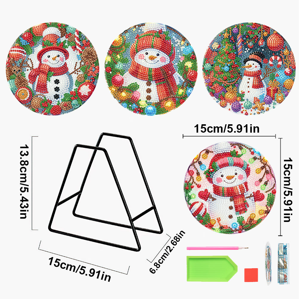 Acrylic Christmas Snowman Diamond Painting Placemats DIY Diamond Dot Kits