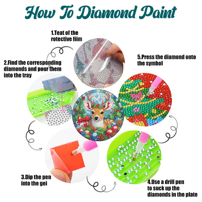 Acrylic Christmas Animals Diamond Painting Placemats DIY Diamond Dot Kits