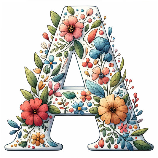 Flower Letter A - Full Round Drill Diamond Painting 30*30CM