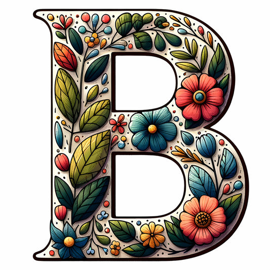 Flower Letter B - Full Round Drill Diamond Painting 30*30CM