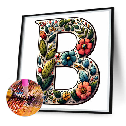 Flower Letter B - Full Round Drill Diamond Painting 30*30CM