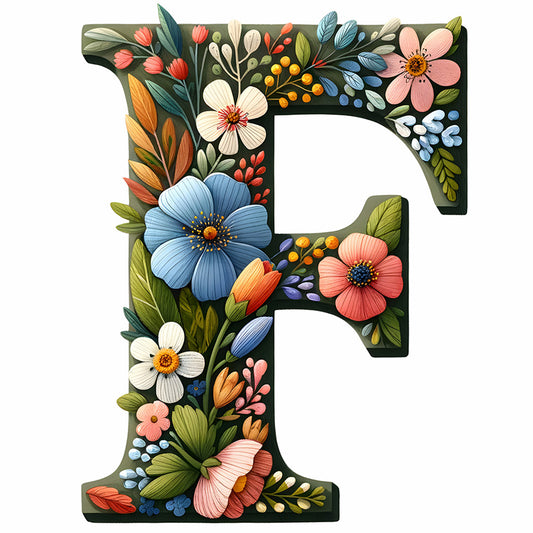 Flower Letter F - Full Round Drill Diamond Painting 30*30CM