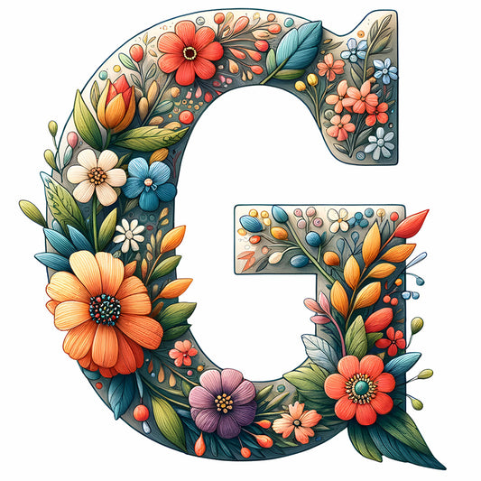 Flower Letter G - Full Round Drill Diamond Painting 30*30CM