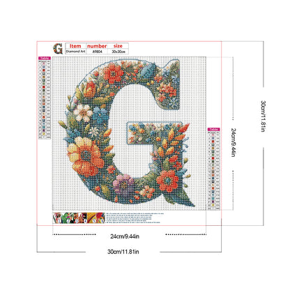 Flower Letter G - Full Round Drill Diamond Painting 30*30CM