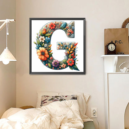 Flower Letter G - Full Round Drill Diamond Painting 30*30CM