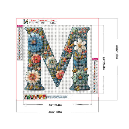 Flower Letter N - Full Round Drill Diamond Painting 30*30CM