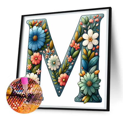 Flower Letter N - Full Round Drill Diamond Painting 30*30CM