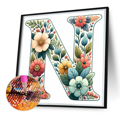 Flowery Letter O - Full Round Drill Diamond Painting 30*30CM