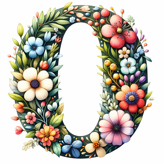 Flowery Letter O - Full Round Drill Diamond Painting 30*30CM