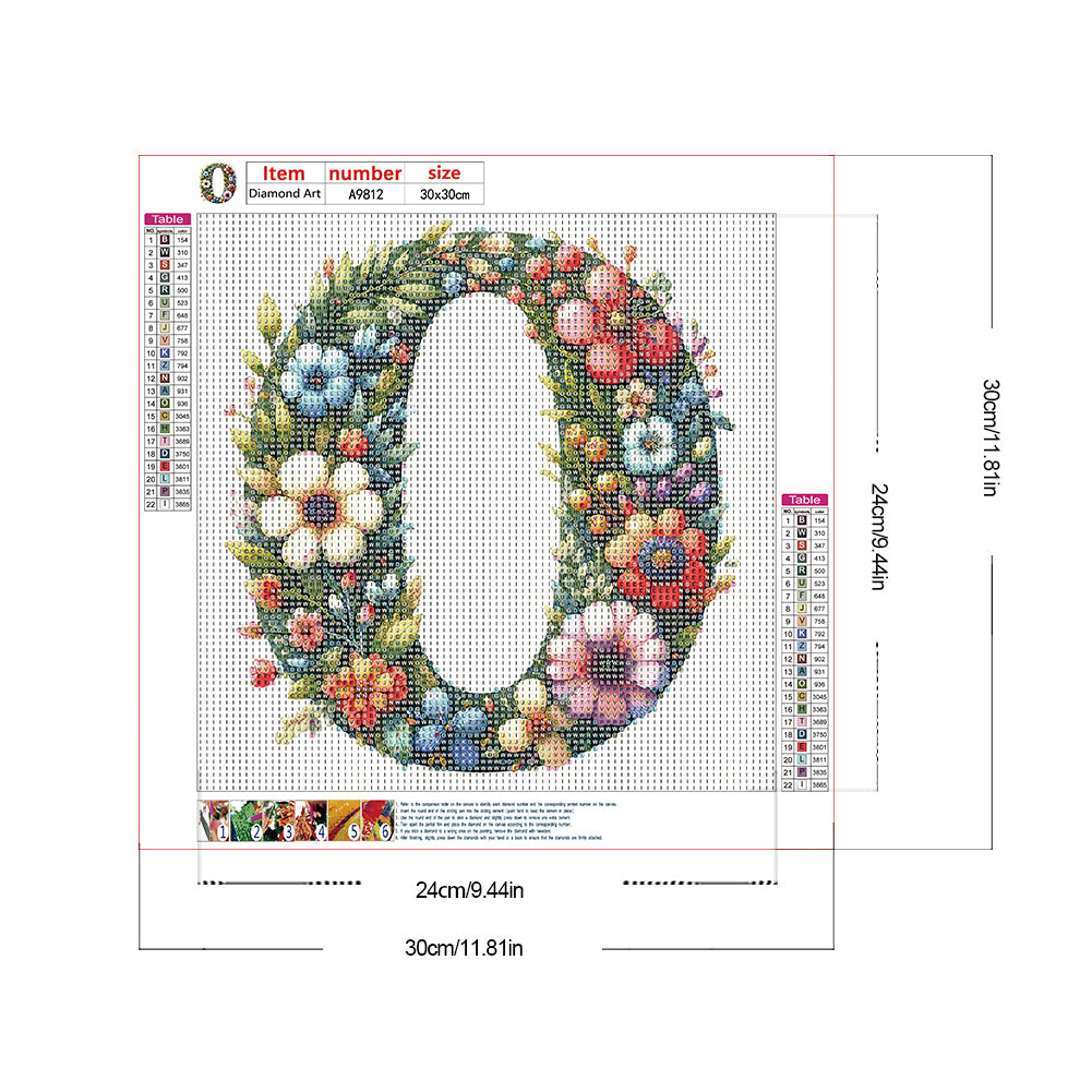 Flowery Letter O - Full Round Drill Diamond Painting 30*30CM