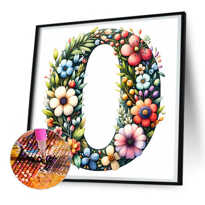 Flowery Letter O - Full Round Drill Diamond Painting 30*30CM