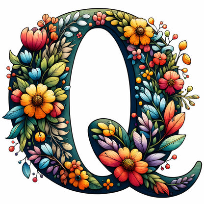 Flowery Letter Q - Full Round Drill Diamond Painting 30*30CM