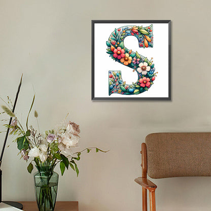 Flower Letter S - Full Round Drill Diamond Painting 30*30CM