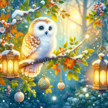 Winter Owl - Full Round Drill Diamond Painting 30*30CM