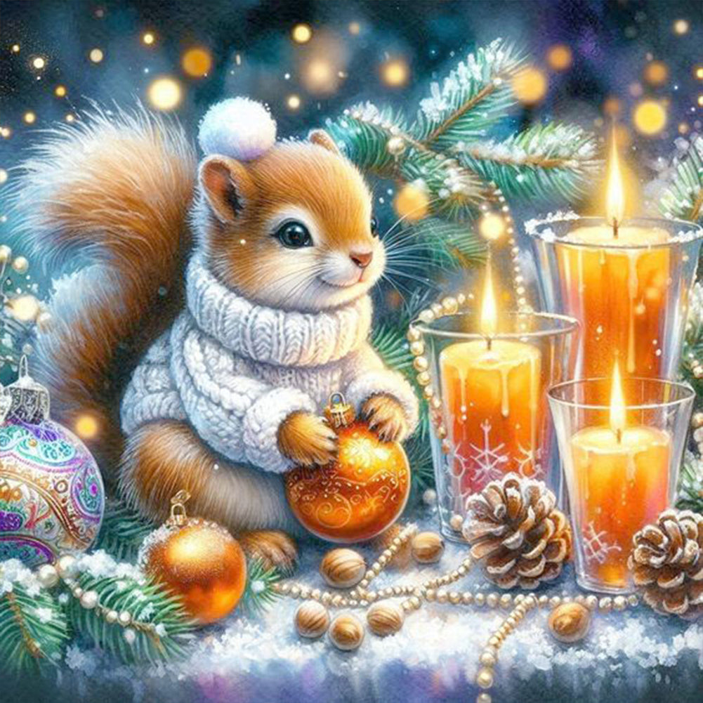 Little Squirrel'S Winter Night - Full Round Drill Diamond Painting 30*30CM