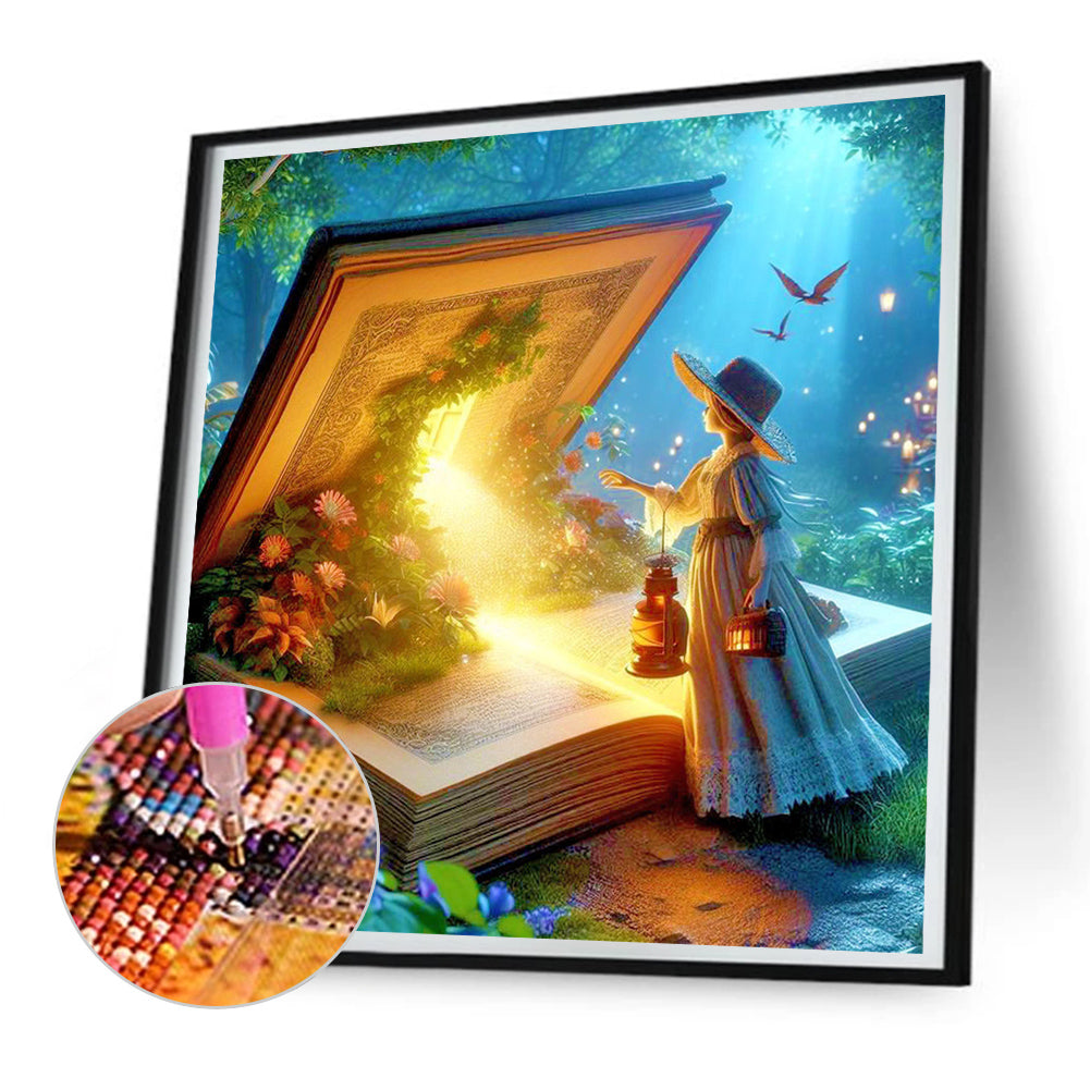 Night Visit To The World Of Books - Full Round Drill Diamond Painting 30*30CM