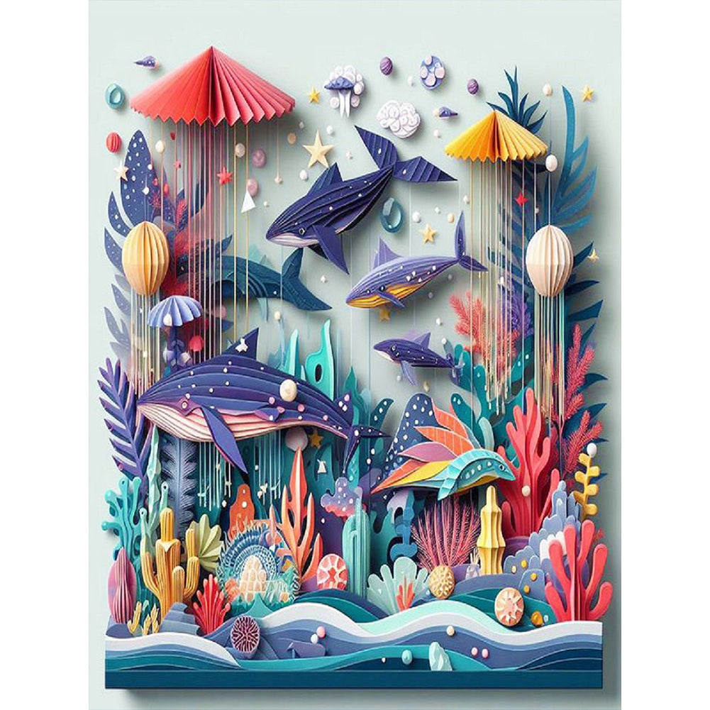 Paper Quilling Underwater World - Full Round Drill Diamond Painting 30*40CM