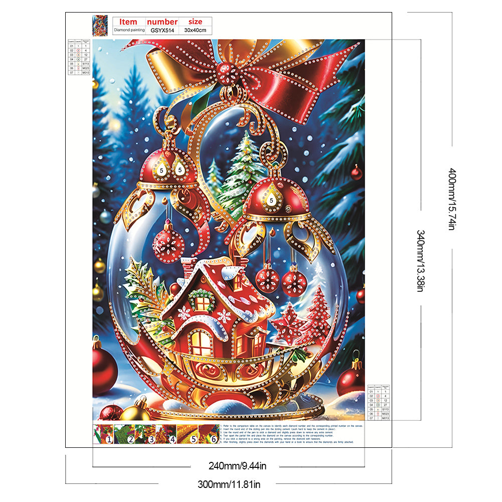 Christmas Atmosphere Crystal Ball - Partial Special-Shaped Drill Diamond Painting 30*40CM