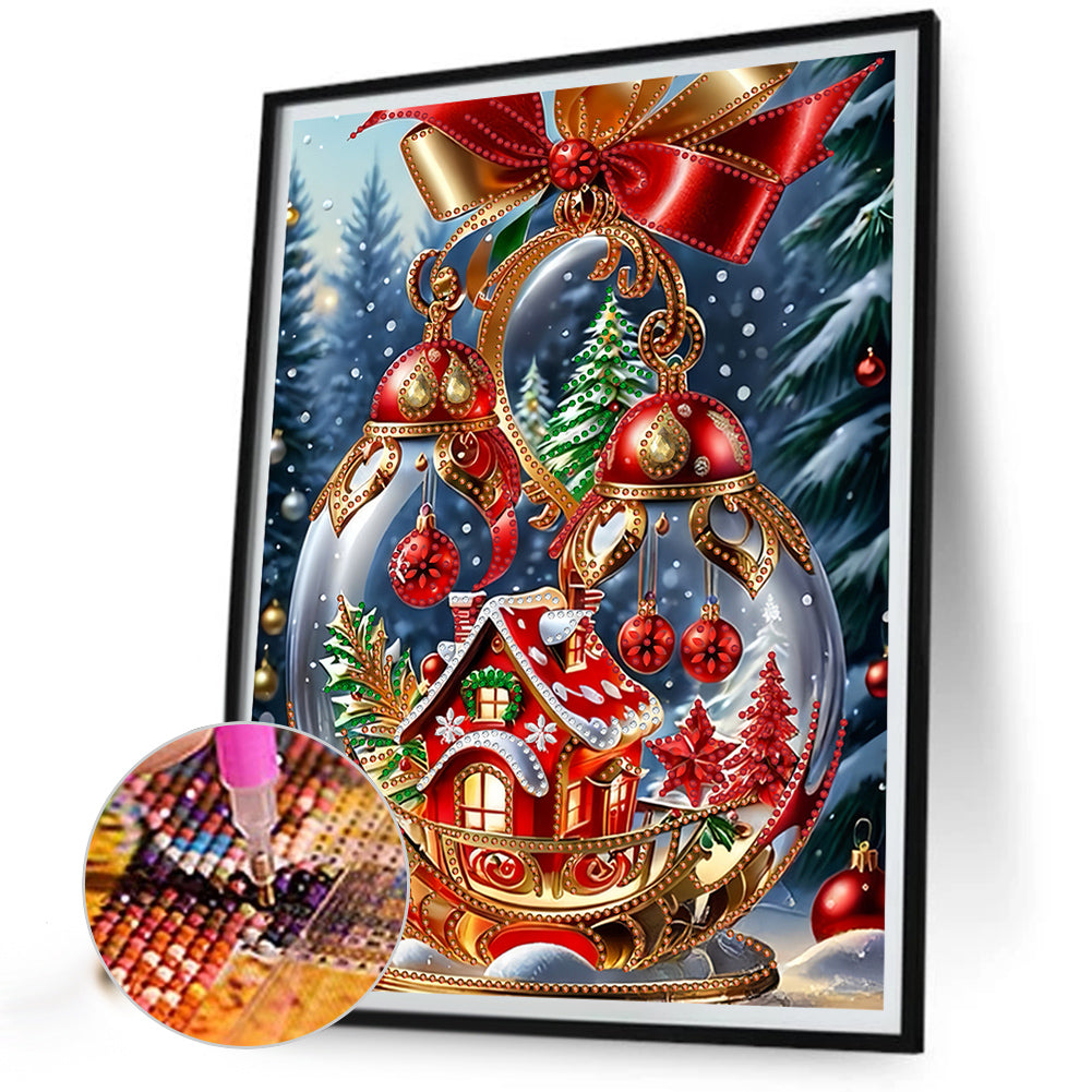 Christmas Atmosphere Crystal Ball - Partial Special-Shaped Drill Diamond Painting 30*40CM