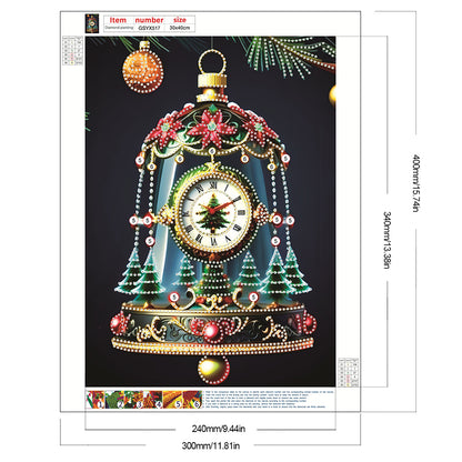 Christmas Atmosphere Bell Clock - Partial Special-Shaped Drill Diamond Painting 30*40CM