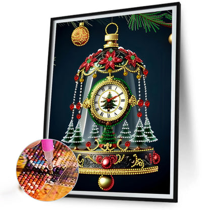 Christmas Atmosphere Bell Clock - Partial Special-Shaped Drill Diamond Painting 30*40CM