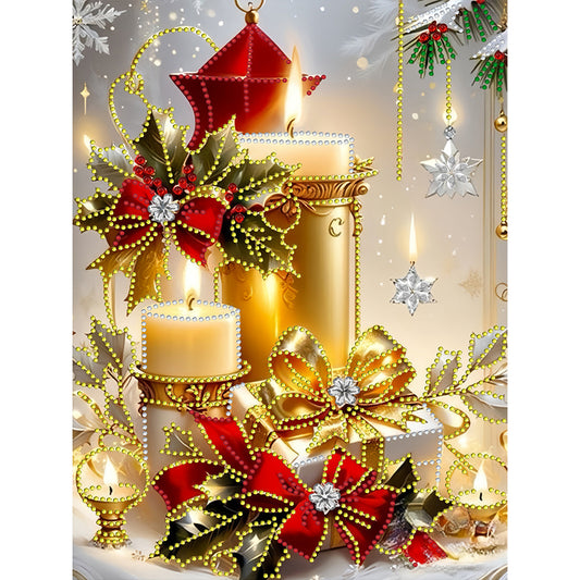 Christmas Atmosphere Candles - Partial Special-Shaped Drill Diamond Painting 30*40CM