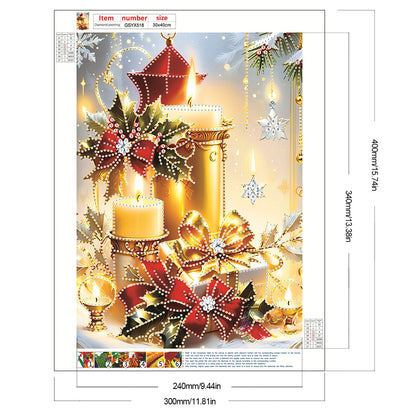 Christmas Atmosphere Candles - Partial Special-Shaped Drill Diamond Painting 30*40CM