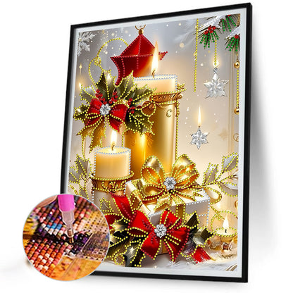 Christmas Atmosphere Candles - Partial Special-Shaped Drill Diamond Painting 30*40CM