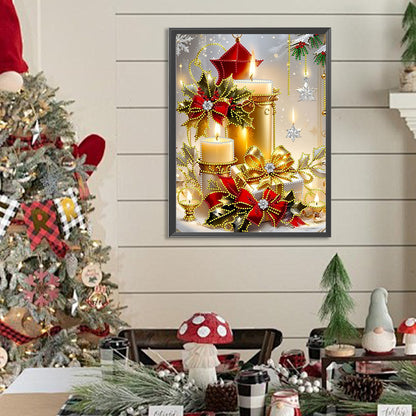 Christmas Atmosphere Candles - Partial Special-Shaped Drill Diamond Painting 30*40CM