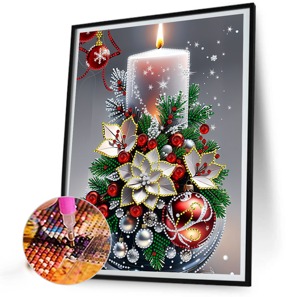 Christmas Atmosphere Candles - Partial Special-Shaped Drill Diamond Painting 30*40CM