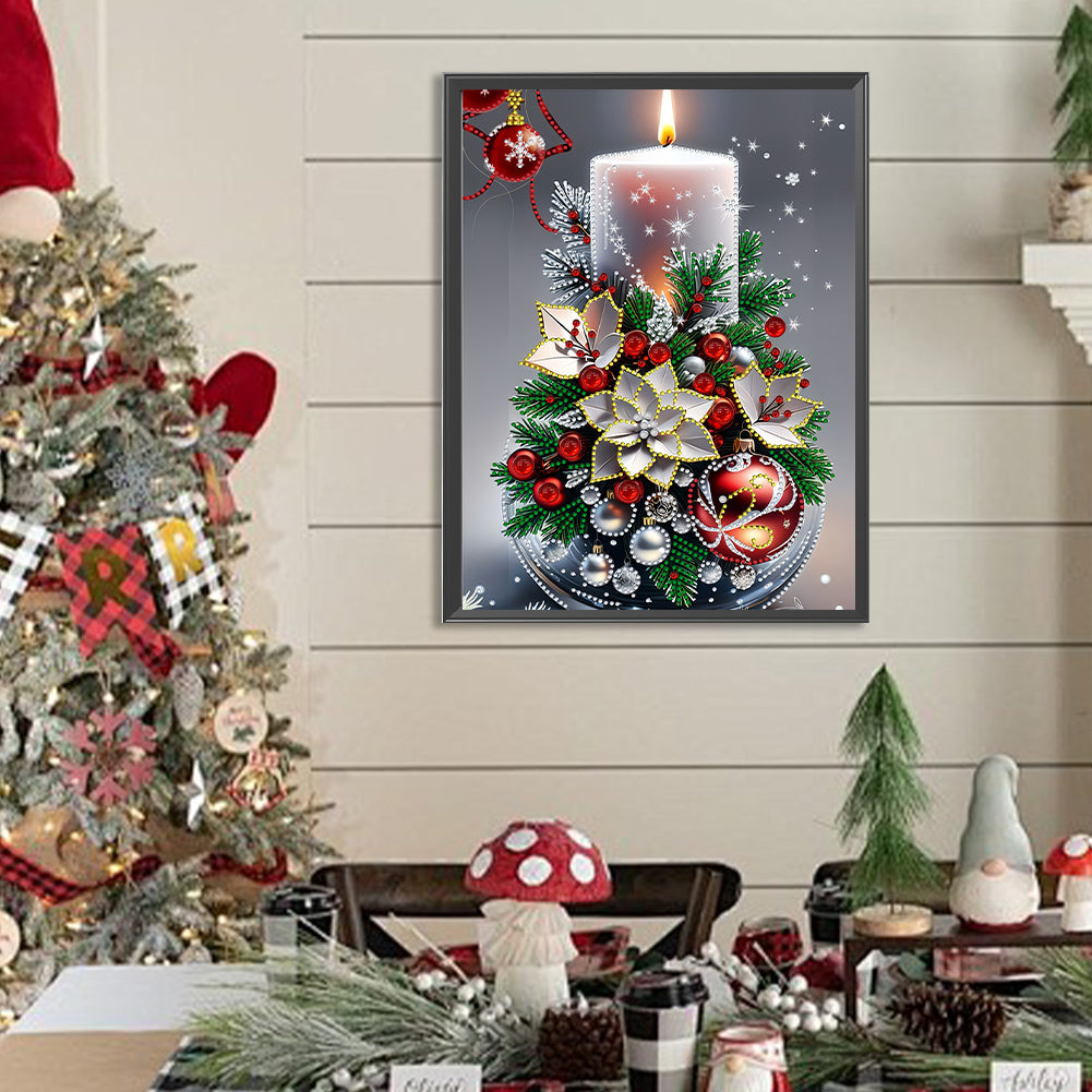 Christmas Atmosphere Candles - Partial Special-Shaped Drill Diamond Painting 30*40CM